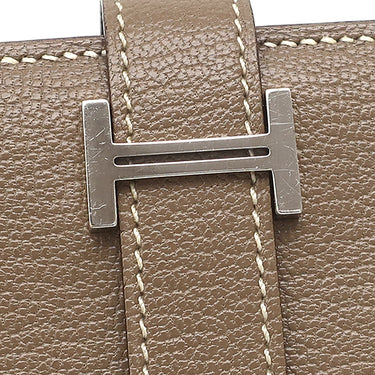エルメス HERMES ベアンスフレ エトゥープ シェーブル 長財布 シルバー金具 グレージュ 二つ折り財布