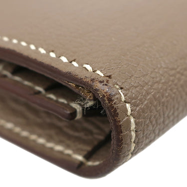 エルメス HERMES ベアンスフレ エトゥープ シェーブル 長財布 シルバー金具 グレージュ 二つ折り財布