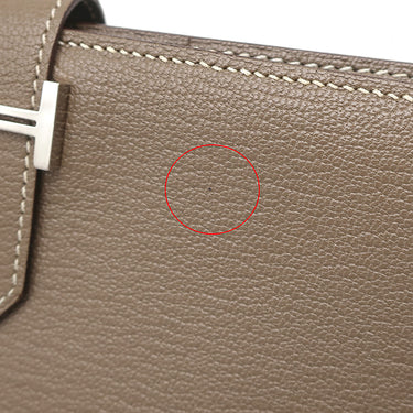 エルメス HERMES ベアンスフレ エトゥープ シェーブル 長財布 シルバー金具 グレージュ 二つ折り財布