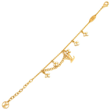 ルイヴィトン LOUIS VUITTON LVフローラグラム M0940A ホワイト×ゴールド GP フェイクパール ブレスレット LVイニシャル モノグラムフラワー