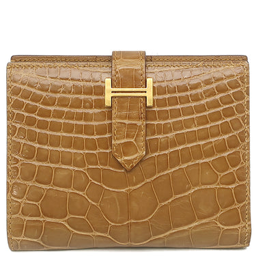 エルメス HERMES ベアンコンパクト クラフト アリゲーター 二つ折り財布 ゴールド金具 コンパクトウォレット クロコ