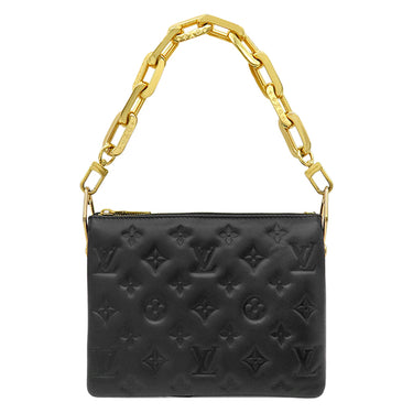 ルイヴィトン LOUIS VUITTON クッサン BB M21259 ブラック ラムスキン 2WAYバッグ ゴールド金具 モノグラム チェーンショルダー クラッチ