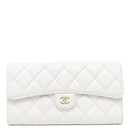 シャネル CHANEL マトラッセ ロング フラップ ウォレット ホワイト キャビアスキン 長財布 シャンパンゴールド金具 白 ココマーク