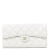 シャネル CHANEL マトラッセ ロング フラップ ウォレット ホワイト キャビアスキン 長財布 シャンパンゴールド金具 白 ココマーク