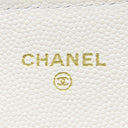 シャネル CHANEL マトラッセ ロング フラップ ウォレット ホワイト キャビアスキン 長財布 シャンパンゴールド金具 白 ココマーク