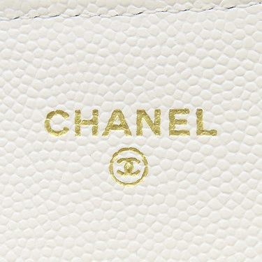 シャネル CHANEL マトラッセ ロング フラップ ウォレット ホワイト キャビアスキン 長財布 シャンパンゴールド金具 白 ココマーク