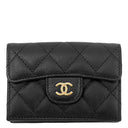 シャネル Chanel マトラッセ コンパクトウォレット AP0230 ブラック キャビアスキン 三つ折り財布 ゴールド金具 ココマーク ミニ財布