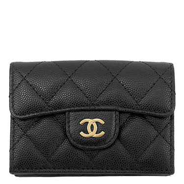 シャネル Chanel マトラッセ コンパクトウォレット AP0230 ブラック キャビアスキン 三つ折り財布 ゴールド金具 ココマーク ミニ財布