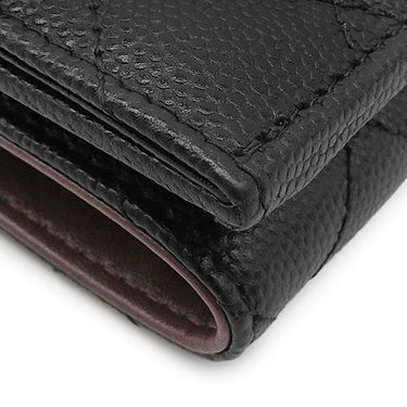 シャネル Chanel マトラッセ コンパクトウォレット AP0230 ブラック キャビアスキン 三つ折り財布 ゴールド金具 ココマーク ミニ財布