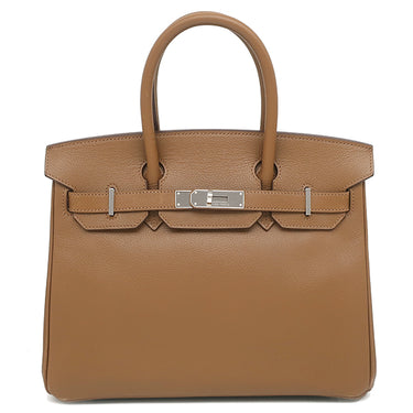 エルメス HERMES バーキン30 アルザン ヴァッシュトレッキング ハンドバッグ シルバー金具 茶
