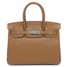 エルメス HERMES バーキン30 アルザン ヴァッシュトレッキング ハンドバッグ シルバー金具 茶