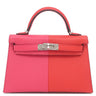 エルメス HERMES ミニケリードゥ カザック 外縫い ルージュクー×ローズエクストリーム×ブルーザンジバル ヴォーエプソン 2WAYバッグ シルバー金具 新品 未使用 トリコロール