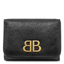 バレンシアガ Balenciaga モナコ BBロゴ ミニ財布 765467 ブラック ラムスキン 三つ折り財布 ヴィンテージ金具 黒 MONACO コンパクトウォレット