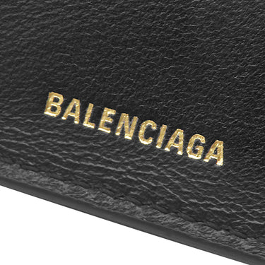 バレンシアガ Balenciaga モナコ BBロゴ ミニ財布 765467 ブラック ラムスキン 三つ折り財布 ヴィンテージ金具 黒 MONACO コンパクトウォレット