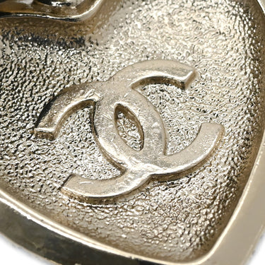 シャネル CHANEL ココマーク ハート レザーチョーカー ホワイト×ブラック GP フェイクパール ラインストーン カラーストーン レザー ネックレス ゴールド金具 フェイクパール 色石 白 黒