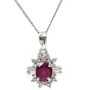 ノンブランド NON BRAND ルビー 0.70ct ダイヤモンド ペンダント レッド×プラチナシルバー Pt900 ルビー ダイヤモンド PT850(チェーン) ネックレス 赤 レッド 1石 1粒 オーバルミックスカット プラチナ フラワー