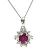 ノンブランド NON BRAND ルビー 0.70ct ダイヤモンド ペンダント レッド×プラチナシルバー Pt900 ルビー ダイヤモンド PT850(チェーン) ネックレス 赤 レッド 1石 1粒 オーバルミックスカット プラチナ フラワー