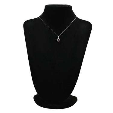 ノンブランド NON BRAND ルビー 0.70ct ダイヤモンド ペンダント レッド×プラチナシルバー Pt900 ルビー ダイヤモンド PT850(チェーン) ネックレス 赤 レッド 1石 1粒 オーバルミックスカット プラチナ フラワー