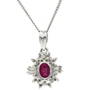 ノンブランド NON BRAND ルビー 0.70ct ダイヤモンド ペンダント レッド×プラチナシルバー Pt900 ルビー ダイヤモンド PT850(チェーン) ネックレス 赤 レッド 1石 1粒 オーバルミックスカット プラチナ フラワー