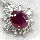 ノンブランド NON BRAND ルビー 0.70ct ダイヤモンド ペンダント レッド×プラチナシルバー Pt900 ルビー ダイヤモンド PT850(チェーン) ネックレス 赤 レッド 1石 1粒 オーバルミックスカット プラチナ フラワー
