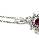 ノンブランド NON BRAND ルビー 0.70ct ダイヤモンド ペンダント レッド×プラチナシルバー Pt900 ルビー ダイヤモンド PT850(チェーン) ネックレス 赤 レッド 1石 1粒 オーバルミックスカット プラチナ フラワー