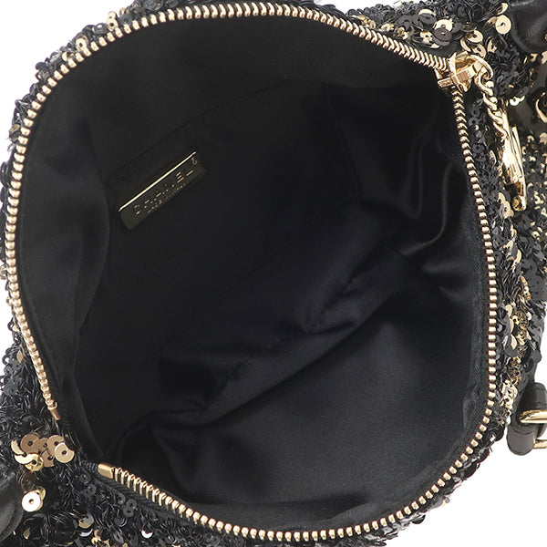 シャネル CHANEL スパンコール ボディバッグ ブラック×ゴールド