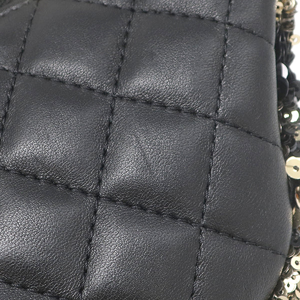 シャネル CHANEL スパンコール ボディバッグ ブラック×ゴールド