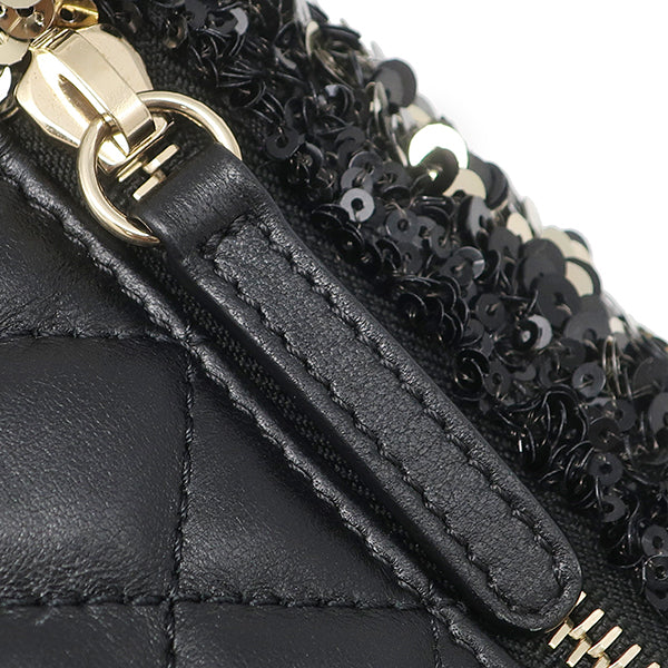 シャネル CHANEL スパンコール ボディバッグ ブラック×ゴールド