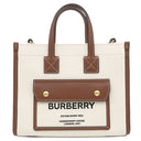 バーバリー BURBERRY ミニ フレアトート 804143 ベージュ×タン キャンバス レザー 2WAYバッグ ゴールド金具 茶 ハンドバッグ ショルダー