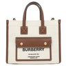 バーバリー BURBERRY ミニ フレアトート 804143 ベージュ×タン キャンバス レザー 2WAYバッグ ゴールド金具 茶 ハンドバッグ ショルダー