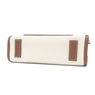 バーバリー BURBERRY ミニ フレアトート 804143 ベージュ×タン キャンバス レザー 2WAYバッグ ゴールド金具 茶 ハンドバッグ ショルダー