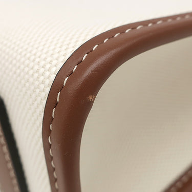 バーバリー BURBERRY ミニ フレアトート 804143 ベージュ×タン キャンバス レザー 2WAYバッグ ゴールド金具 茶 ハンドバッグ ショルダー