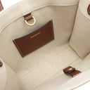 バーバリー BURBERRY ミニ フレアトート 804143 ベージュ×タン キャンバス レザー 2WAYバッグ ゴールド金具 茶 ハンドバッグ ショルダー