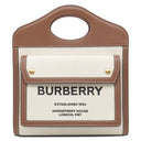 バーバリー Burberry ミニ ポケットバッグ 80317461 ナチュラル×モルトブラウン キャンバス レザー 2WAYバッグ ゴールド金具 茶 ハンドバッグ ショルダー