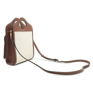 バーバリー Burberry ミニ ポケットバッグ 80317461 ナチュラル×モルトブラウン キャンバス レザー 2WAYバッグ ゴールド金具 茶 ハンドバッグ ショルダー