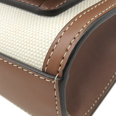 バーバリー Burberry ミニ ポケットバッグ 80317461 ナチュラル×モルトブラウン キャンバス レザー 2WAYバッグ ゴールド金具 茶 ハンドバッグ ショルダー