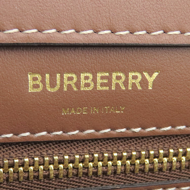 バーバリー Burberry ミニ ポケットバッグ 80317461 ナチュラル×モルトブラウン キャンバス レザー 2WAYバッグ ゴールド金具 茶 ハンドバッグ ショルダー