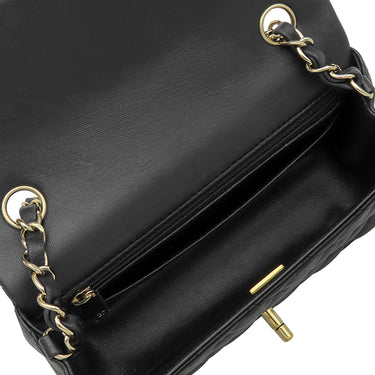 シャネル CHANEL ミニ マトラッセ 20チェーン ブラック ラムスキン ショルダーバッグ ゴールド金具 黒