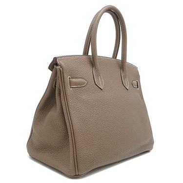 エルメス HERMES バーキン30 エトゥープ トリヨンクレマンス ハンドバッグ シルバー金具 グレージュ