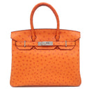エルメス HERMES バーキン 30 タンジェリン オーストリッチ ハンドバッグ シルバー金具