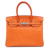 エルメス HERMES バーキン 30 タンジェリン オーストリッチ ハンドバッグ シルバー金具