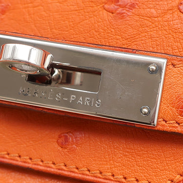 エルメス HERMES バーキン 30 タンジェリン オーストリッチ ハンドバッグ シルバー金具