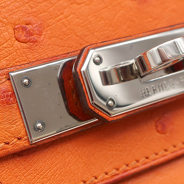 エルメス HERMES バーキン 30 タンジェリン オーストリッチ ハンドバッグ シルバー金具