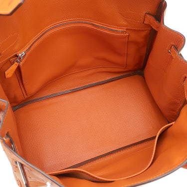 エルメス HERMES バーキン 30 タンジェリン オーストリッチ ハンドバッグ シルバー金具