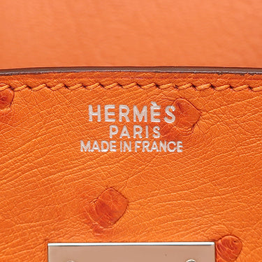 エルメス HERMES バーキン 30 タンジェリン オーストリッチ ハンドバッグ シルバー金具