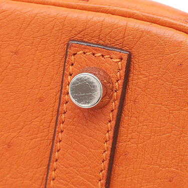 エルメス HERMES バーキン 30 タンジェリン オーストリッチ ハンドバッグ シルバー金具