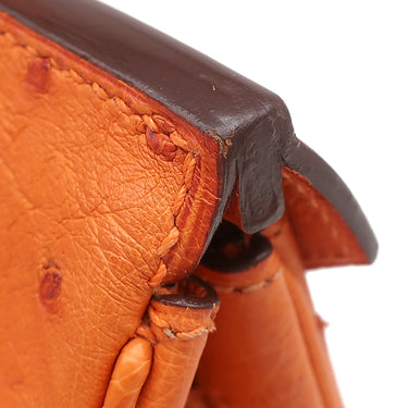 エルメス HERMES バーキン 30 タンジェリン オーストリッチ ハンドバッグ シルバー金具