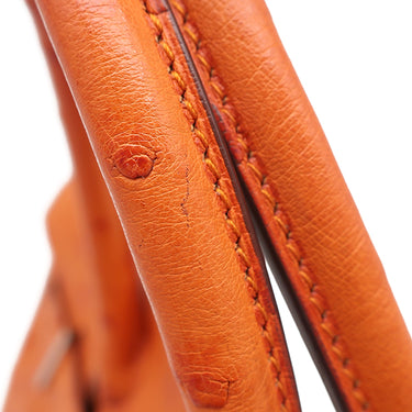 エルメス HERMES バーキン 30 タンジェリン オーストリッチ ハンドバッグ シルバー金具
