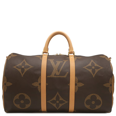 ルイヴィトン LOUIS VUITTON キーポル バンドリエール50 M44739 モノグラムジャイアントリバース レザー モノグラムジャイアントリバースキャンバス ボストンバッグ ゴールド金具 茶