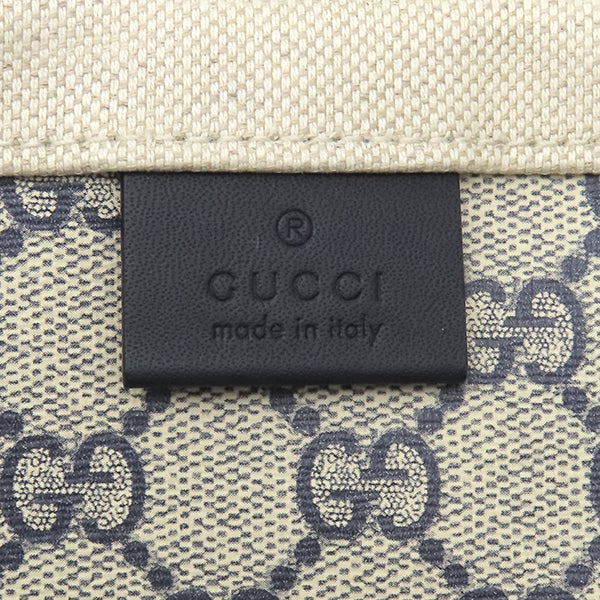 グッチ GUCCI ロゴ プリント 772176 ベージュ×ネイビー キャンバス
